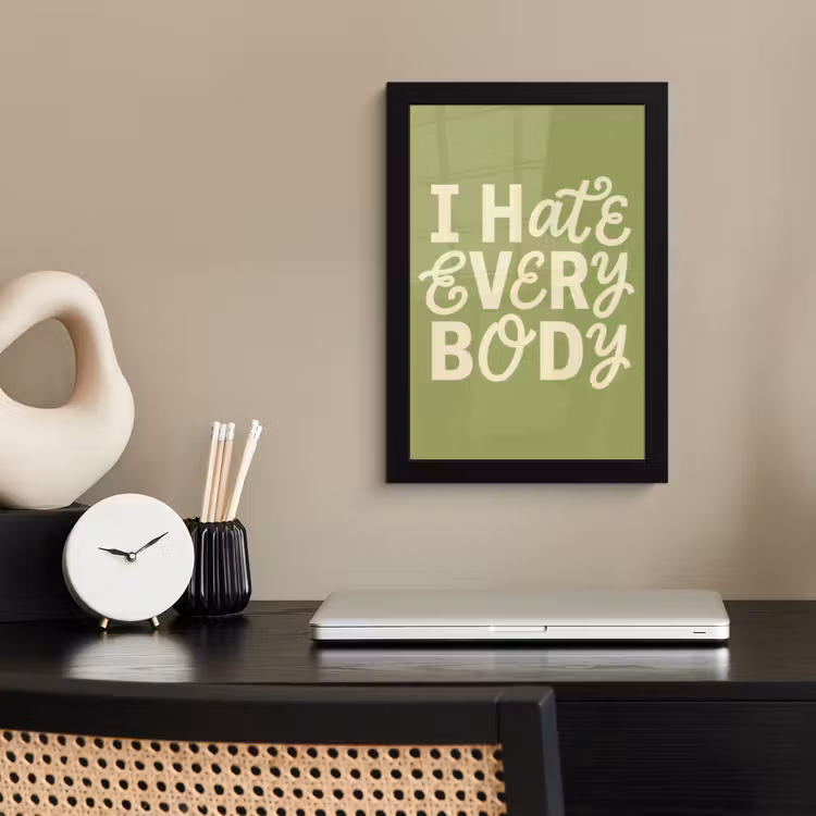 Poster met lijst - I hate everybody - Groen - Retro — 3