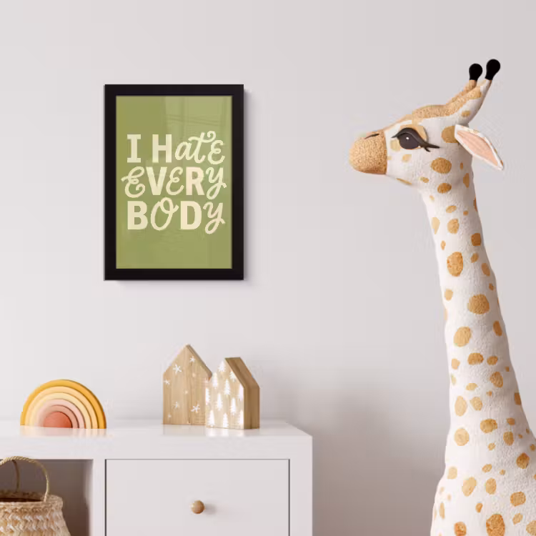 Poster met lijst - I hate everybody - Groen - Retro — 5