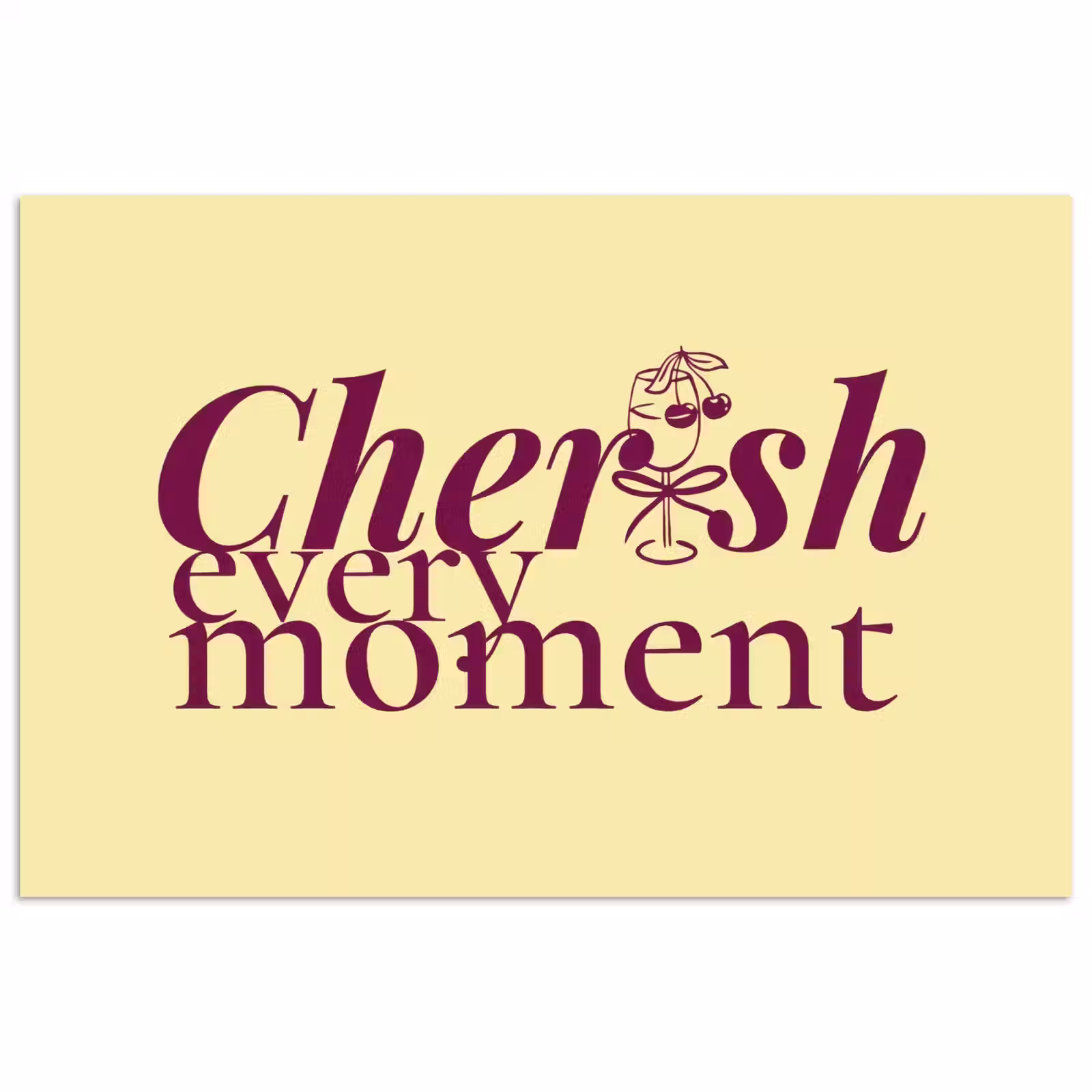 Poster - Cherish every moment - Cocktailglas - Geel — 1