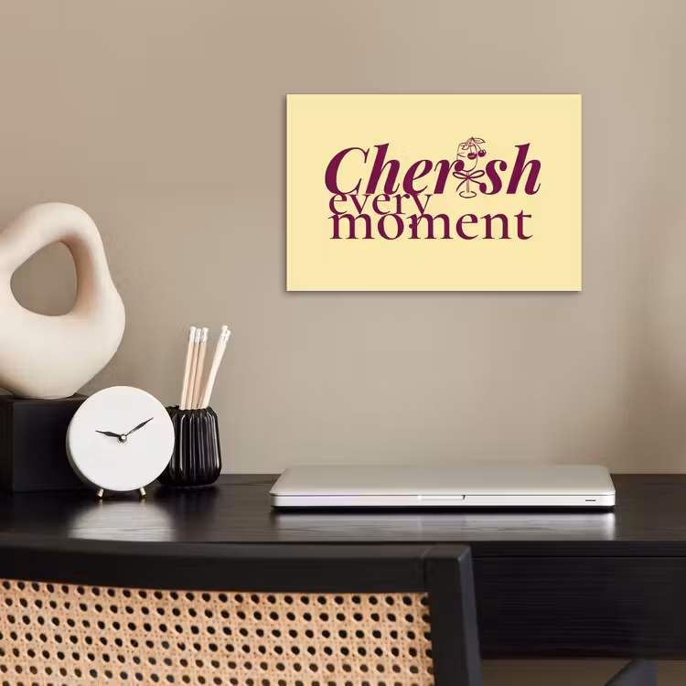 Poster - Cherish every moment - Cocktailglas - Geel — 2