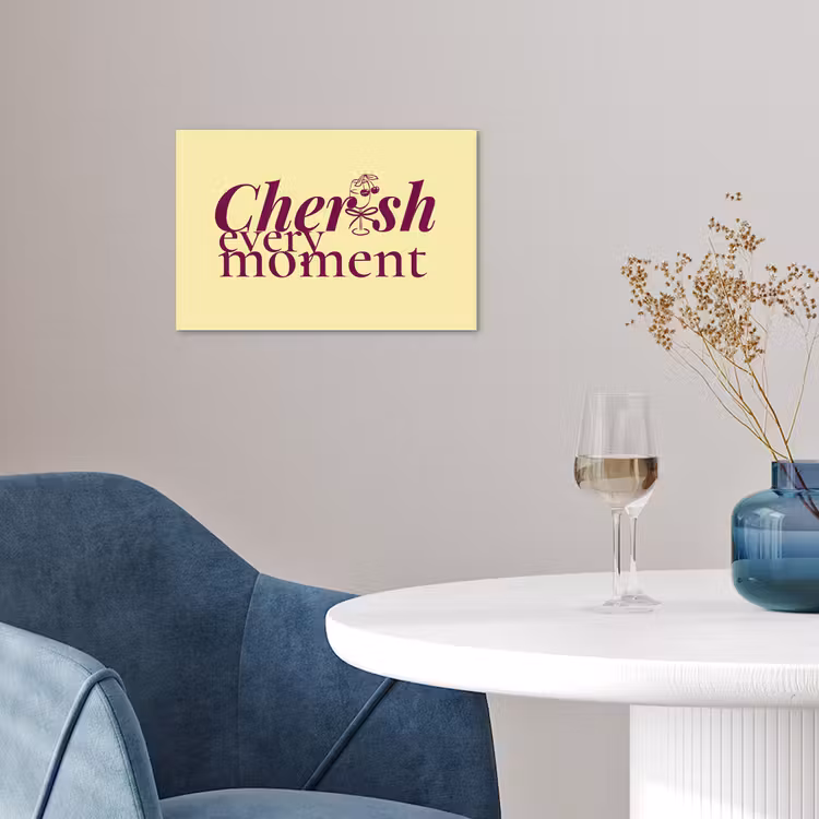 Poster - Cherish every moment - Cocktailglas - Geel — 4