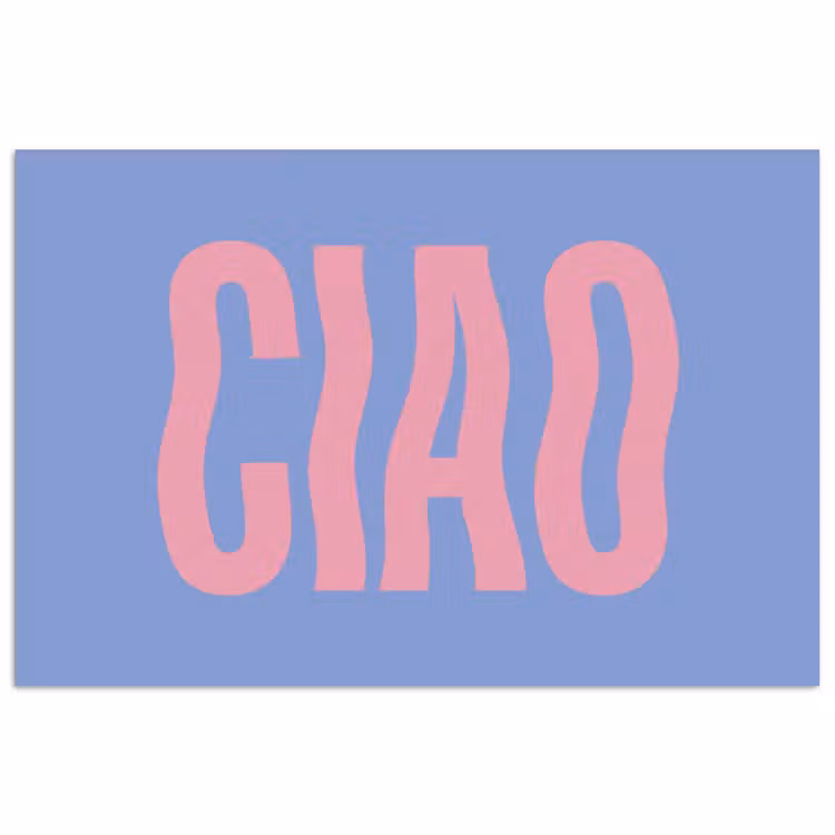 Poster - Ciao - Roze - Blauw - Golvend — 1