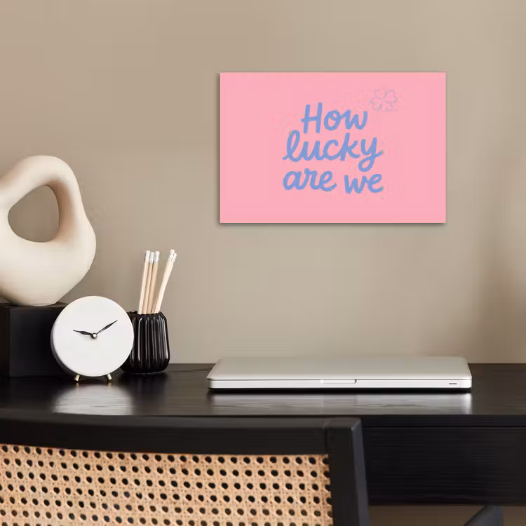 Poster - How lucky are we - Klavervier - Roze - Blauw — 2