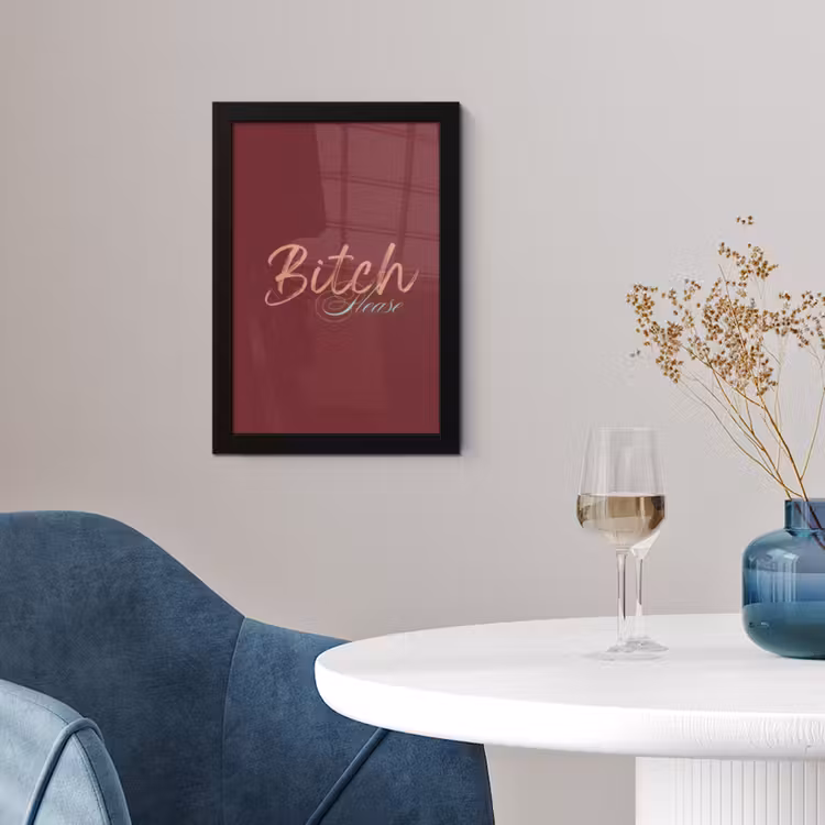 Poster met lijst - Bitch please - Rood - Blauw — 2