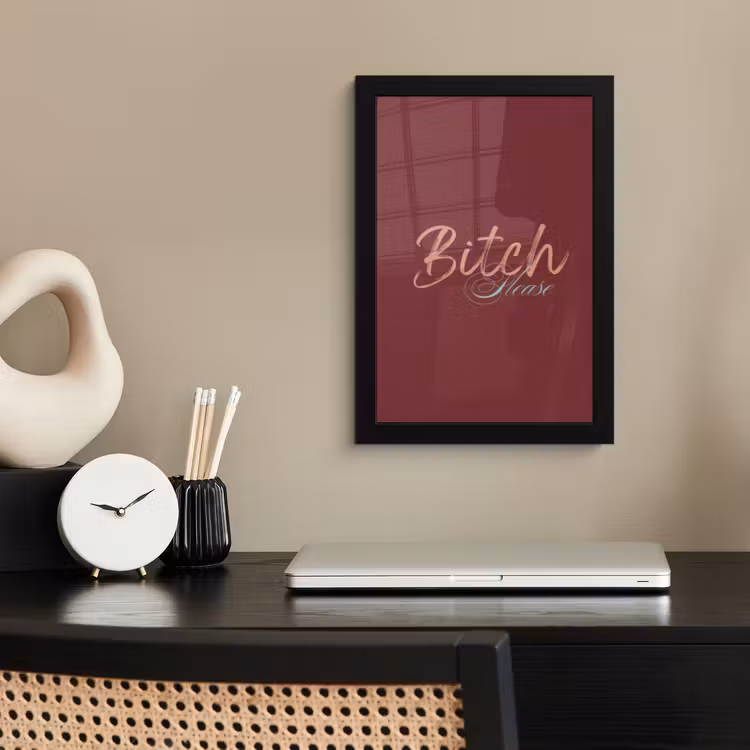 Poster met lijst - Bitch please - Rood - Blauw — 3