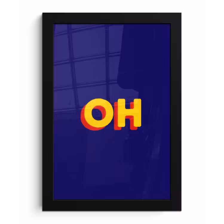 Poster met lijst - Blauw - Geel - OH - Schaduw — 1