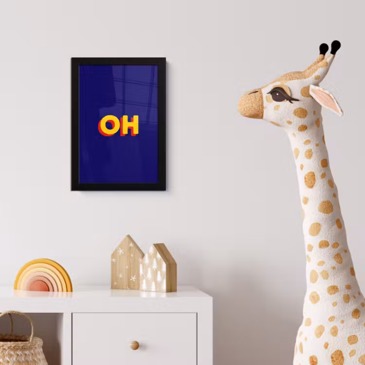 Poster met lijst - Blauw - Geel - OH - Schaduw — 5