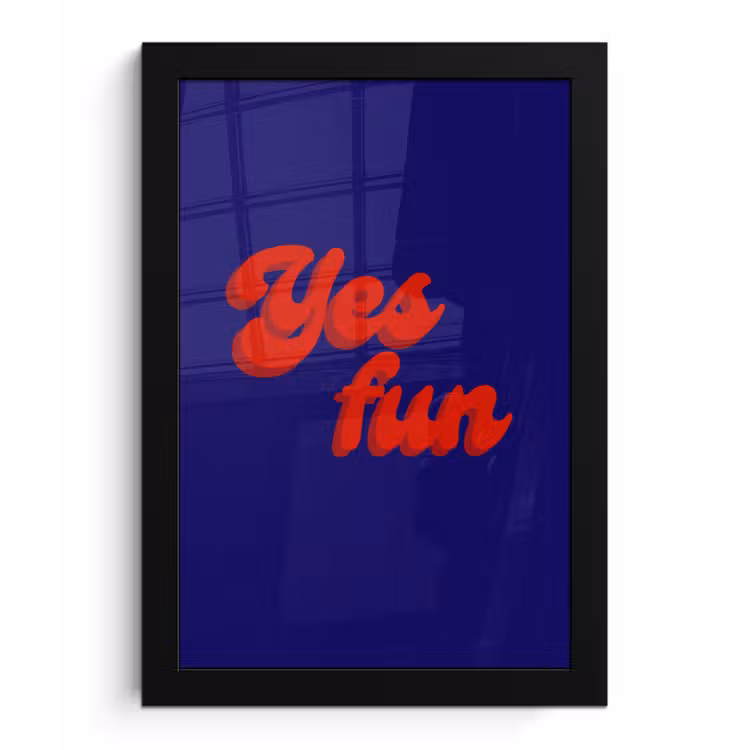 Poster met lijst - Blauw - Rood - Yes fun - 3D — 1