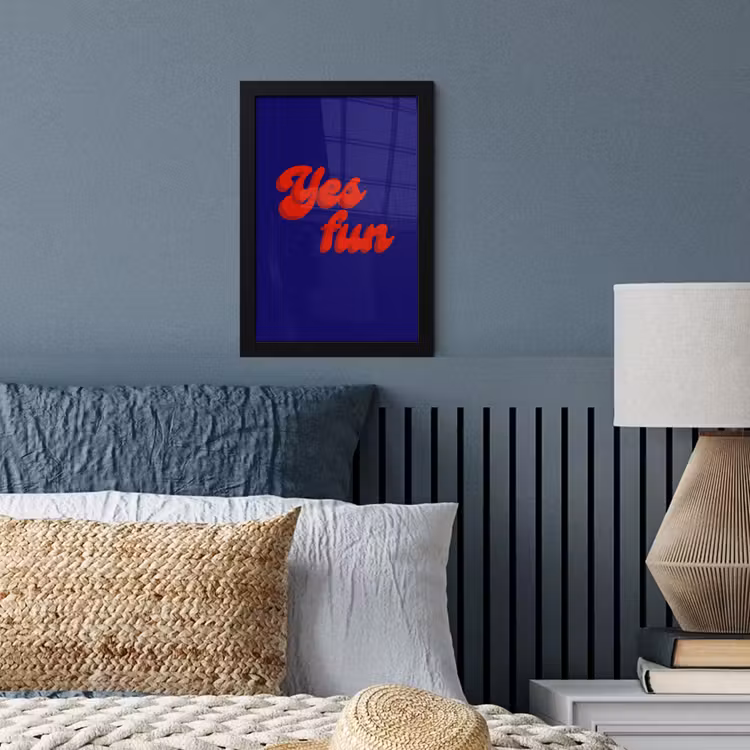 Poster met lijst - Blauw - Rood - Yes fun - 3D — 4