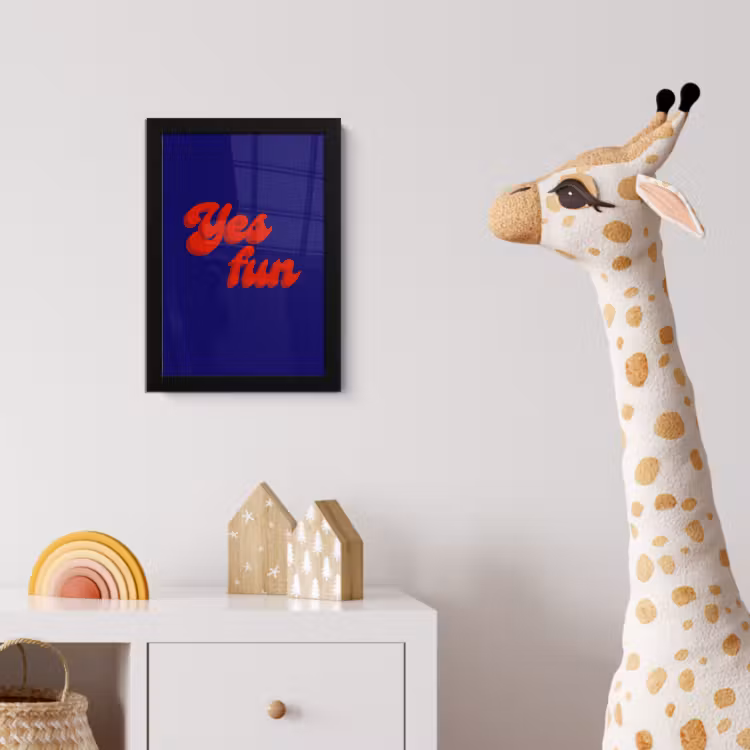 Poster met lijst - Blauw - Rood - Yes fun - 3D — 5