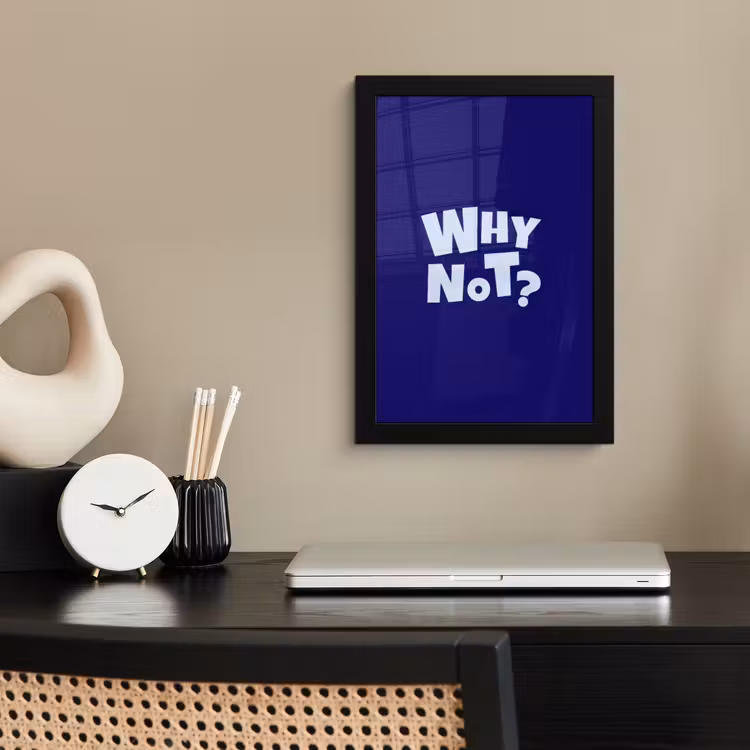 Poster met lijst - Blauw - Why not - Minimalistisch — 3