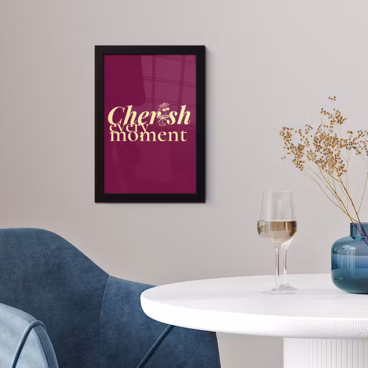 Poster met lijst - Cherish every moment - Cocktailglas - Bordeaux — 2