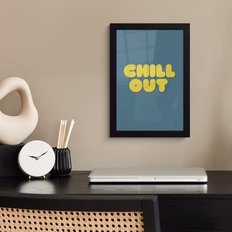 Poster met lijst - Chill out - Geel - Blauw — 3