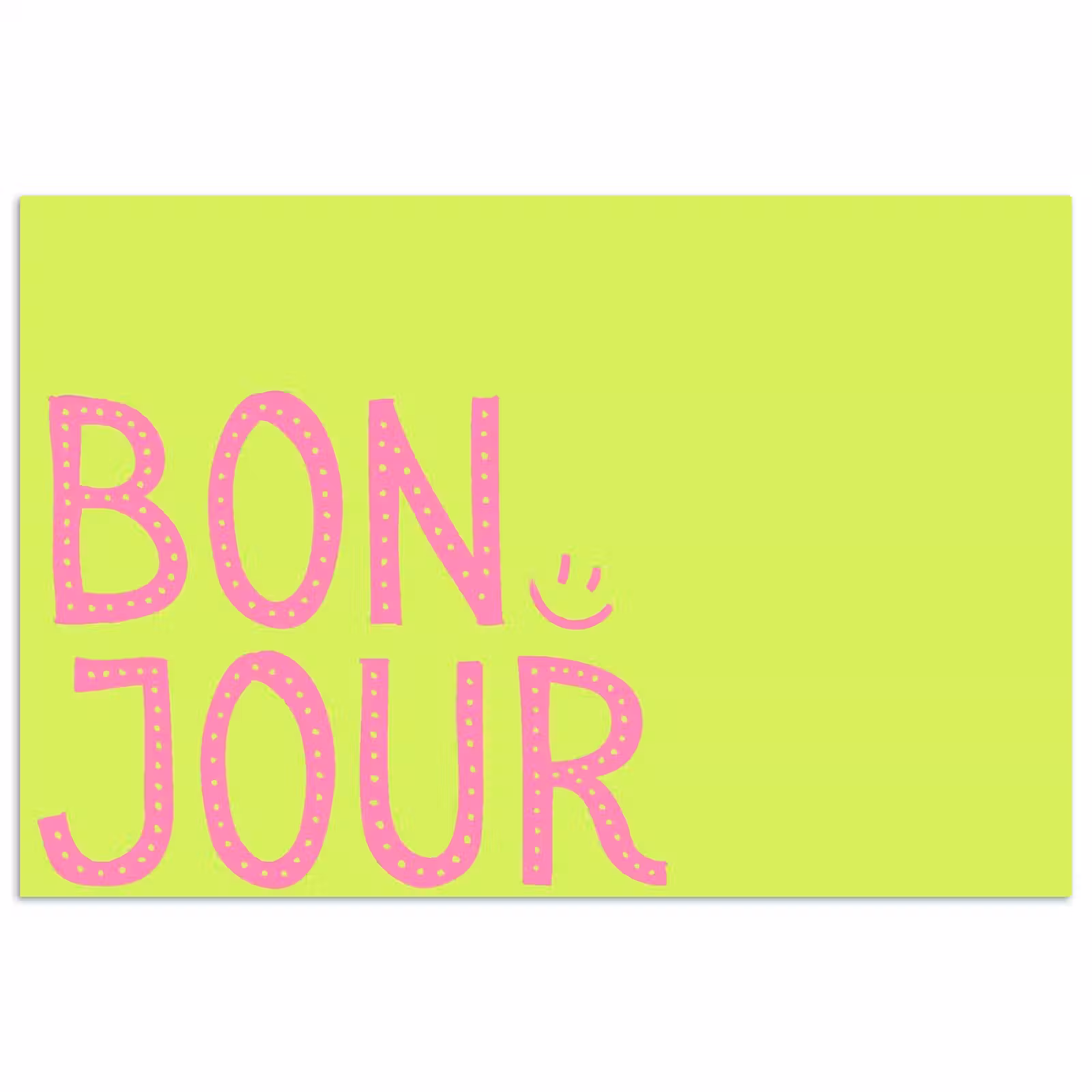 Poster - Groen - Smiley - Bonjour - Roze — 1