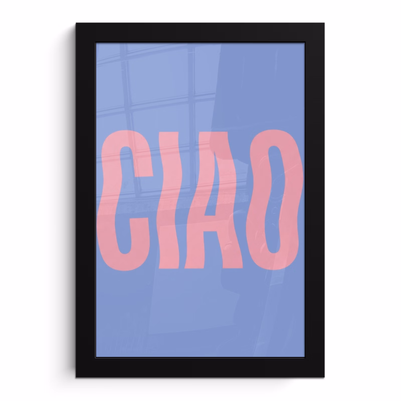 Poster met lijst - Ciao - Roze - Blauw - Golvend — 1