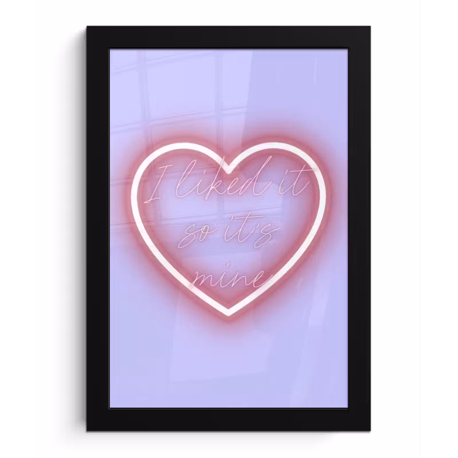 Poster met lijst - I liked it so it's mine - Neon hart - Paars — 1
