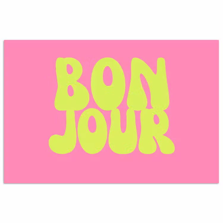 Poster - Bonjour - Roze - Fel groen — 1