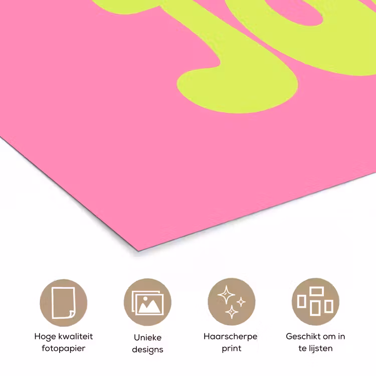 Poster - Bonjour - Roze - Fel groen — 5