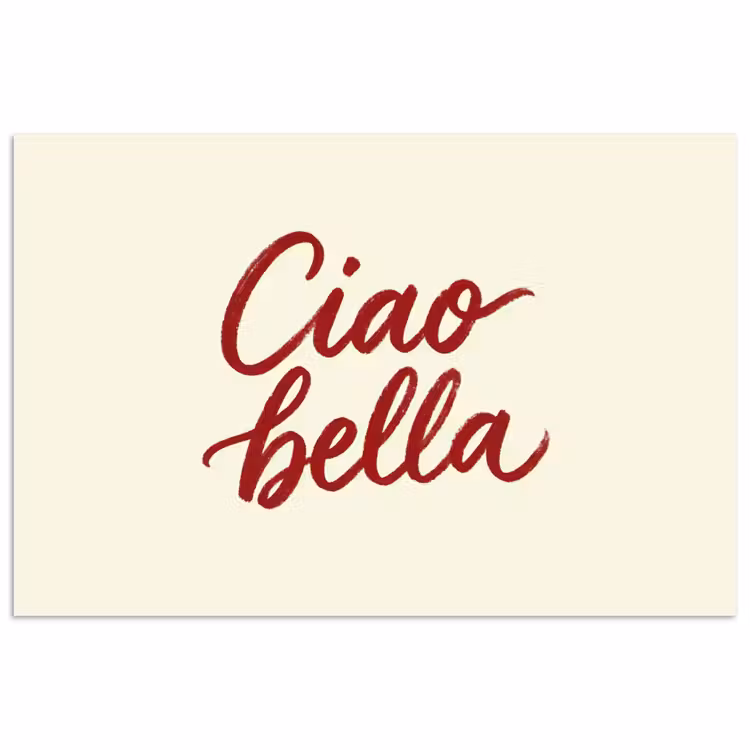 Poster - Ciao bella - Rood - Wit - Minimalistisch — 1