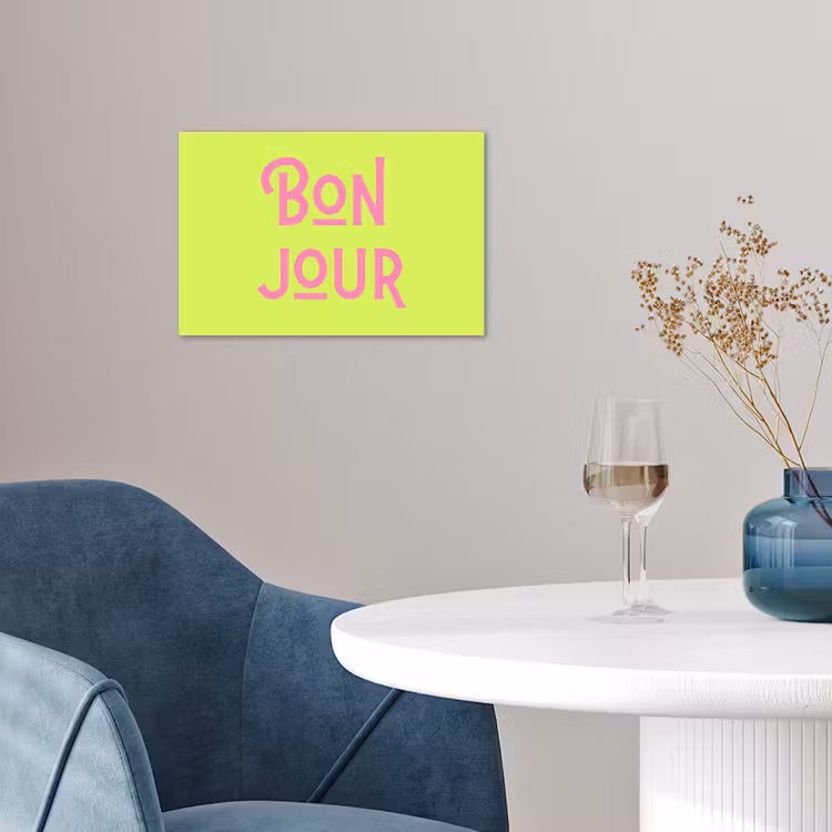 Poster - Groen - Roze bonjour - art-deco — 4