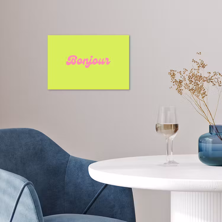 Poster - Groen - Roze bonjour - Retro — 4