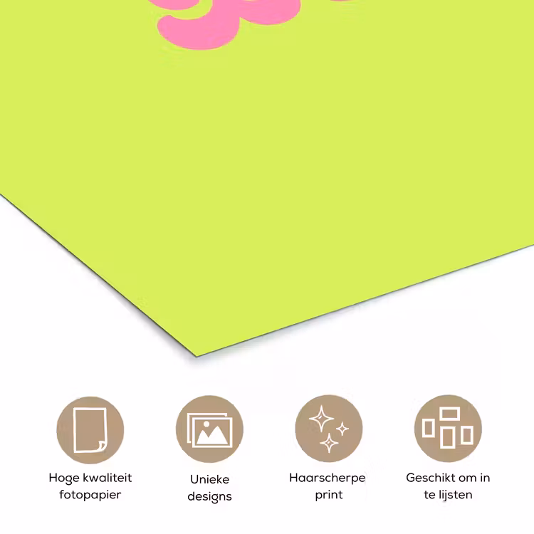 Poster - Groen - Roze bonjour - Retro — 5