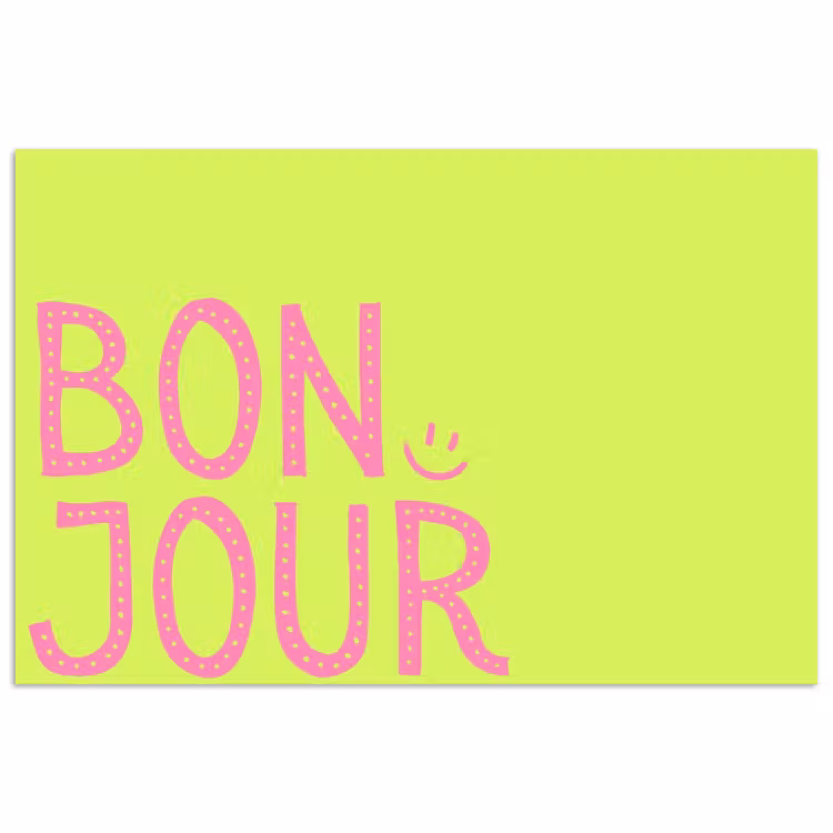 Poster - Groen - Smiley - Bonjour - Roze — 1