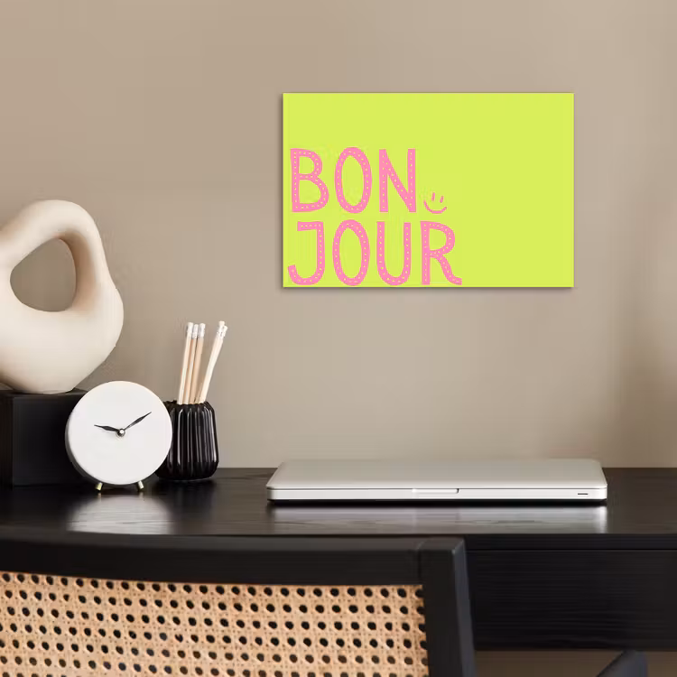 Poster - Groen - Smiley - Bonjour - Roze — 2