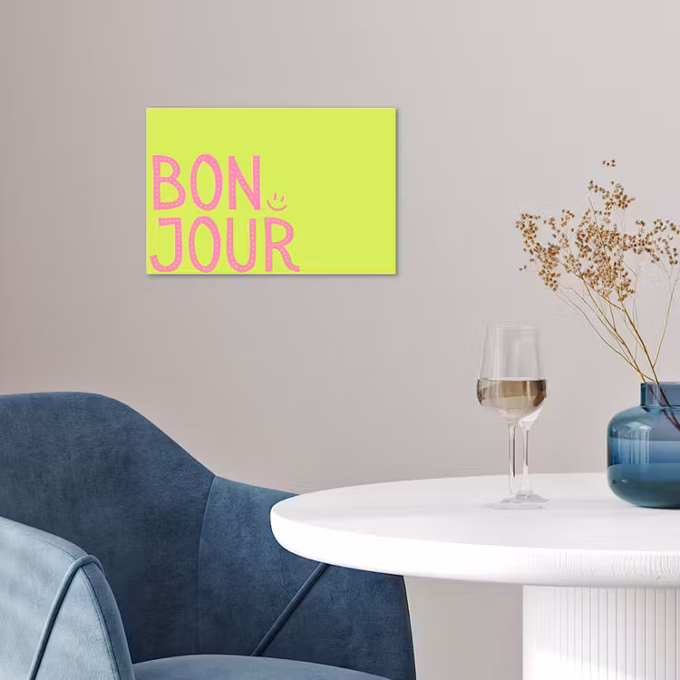 Poster - Groen - Smiley - Bonjour - Roze — 4