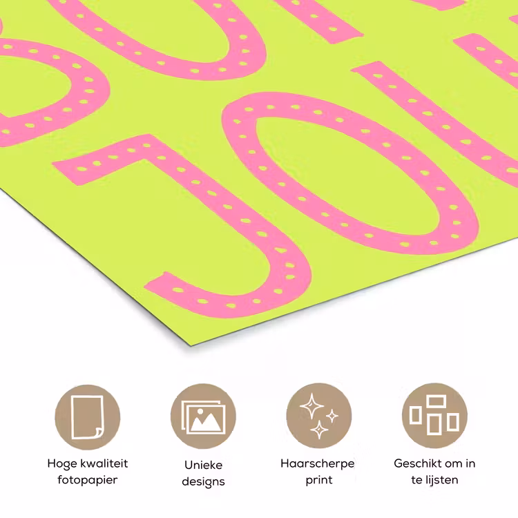 Poster - Groen - Smiley - Bonjour - Roze — 5