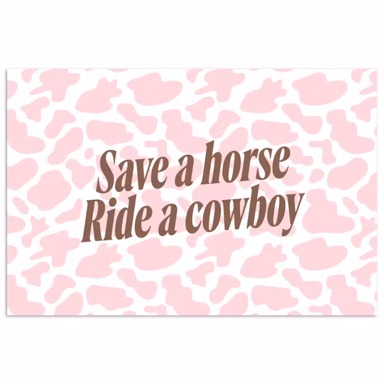 Poster - Koeienprint - Roze - Cowboy - Horse — 1