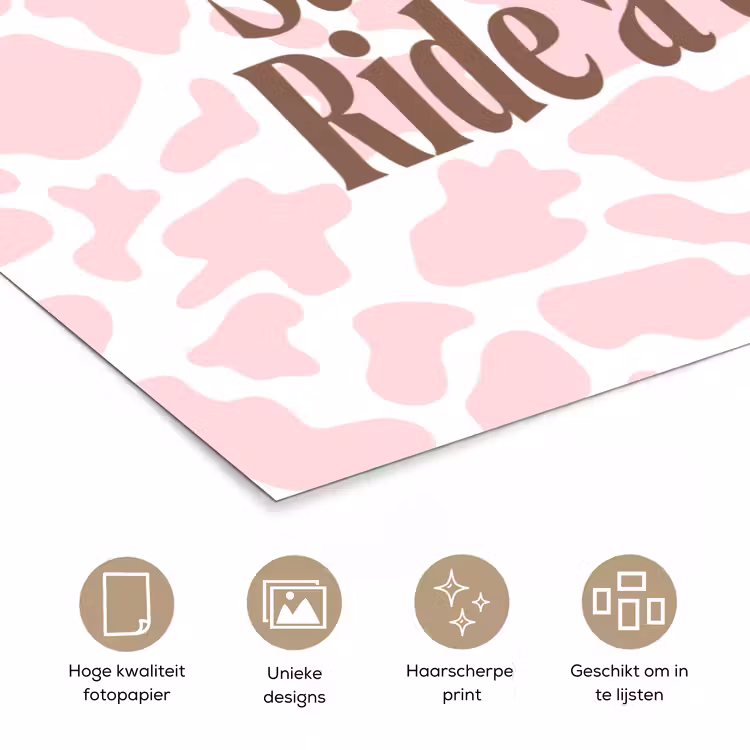 Poster - Koeienprint - Roze - Cowboy - Horse — 5
