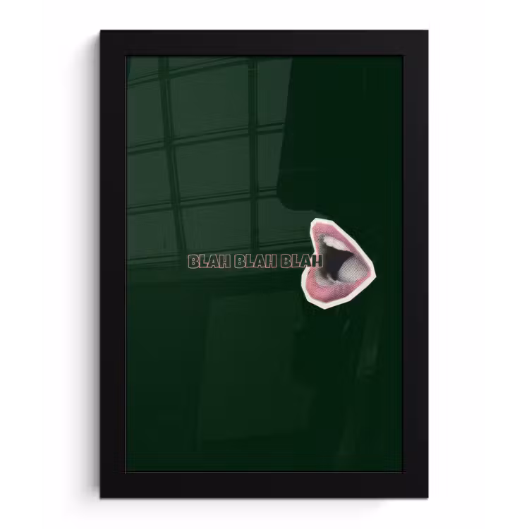Poster met lijst - BLAH BLAH BLAH - Mond - Groen — 1