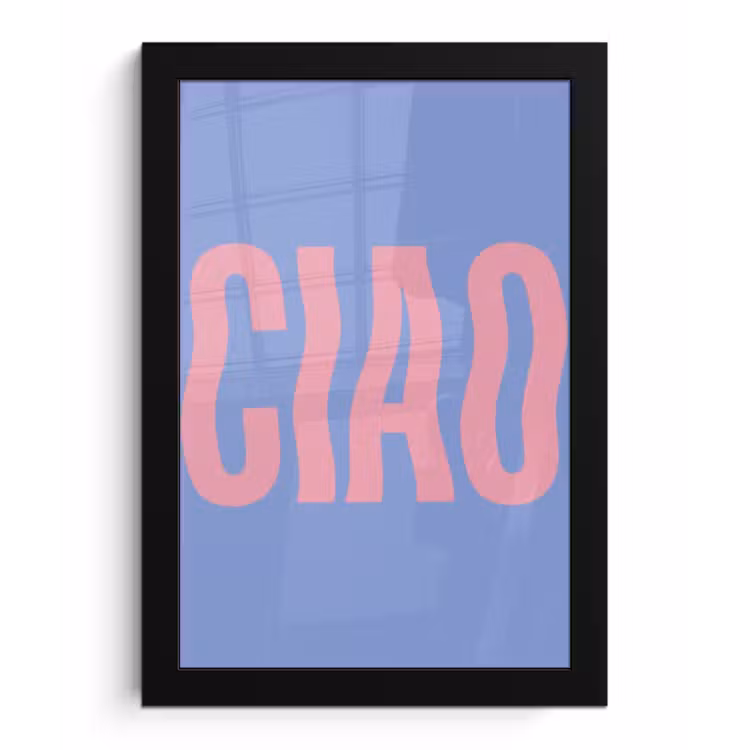 Poster met lijst - Ciao - Roze - Blauw - Golvend — 1