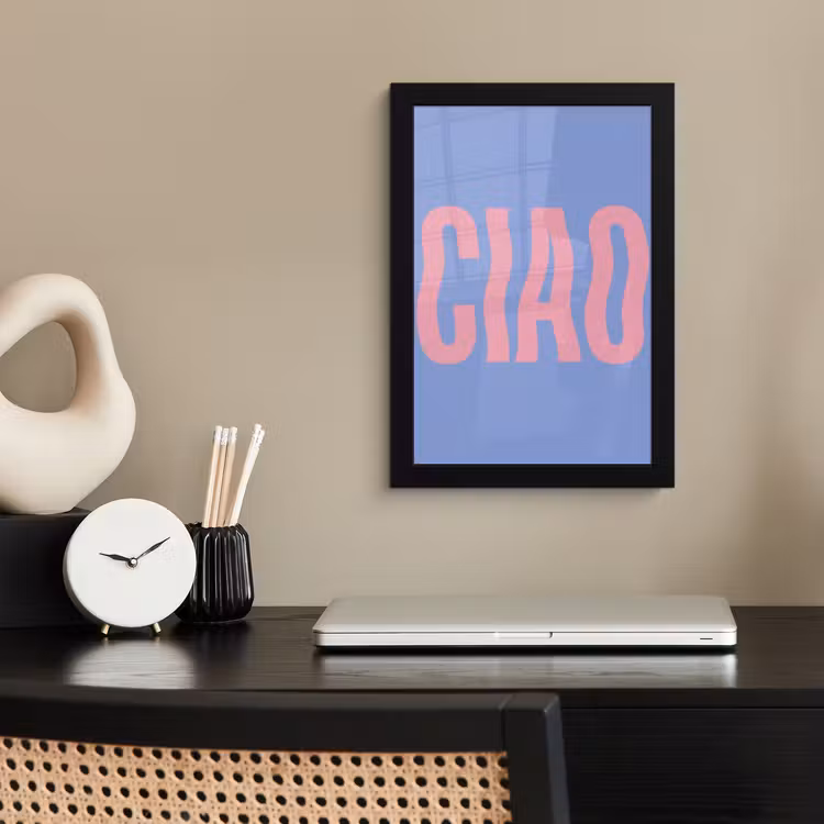 Poster met lijst - Ciao - Roze - Blauw - Golvend — 3