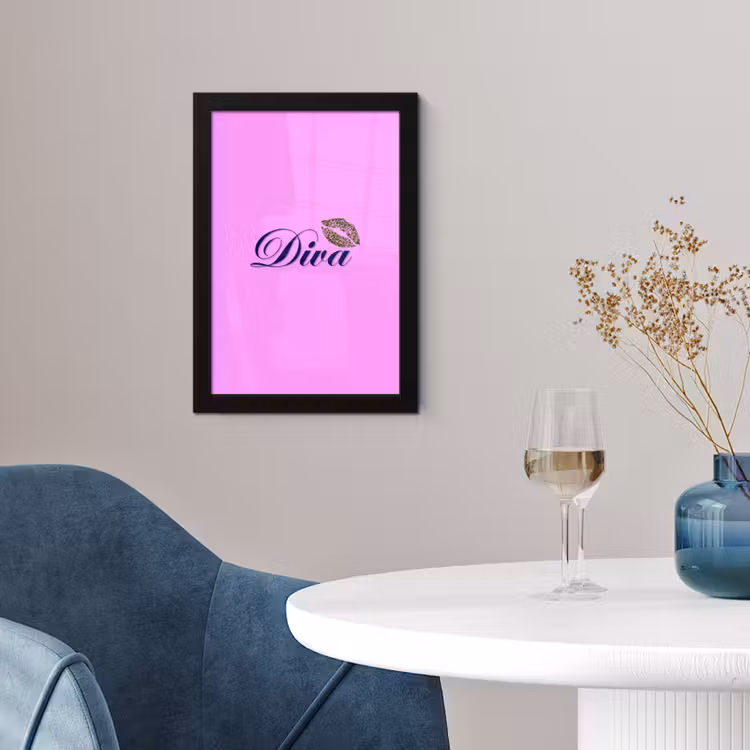 Poster met lijst - Diva - Lip - Panterprint - Roze — 2