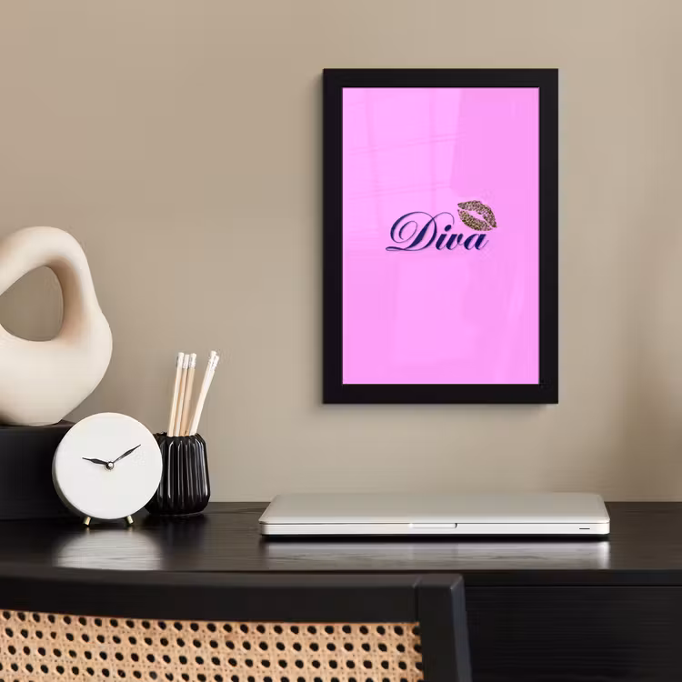 Poster met lijst - Diva - Lip - Panterprint - Roze — 3
