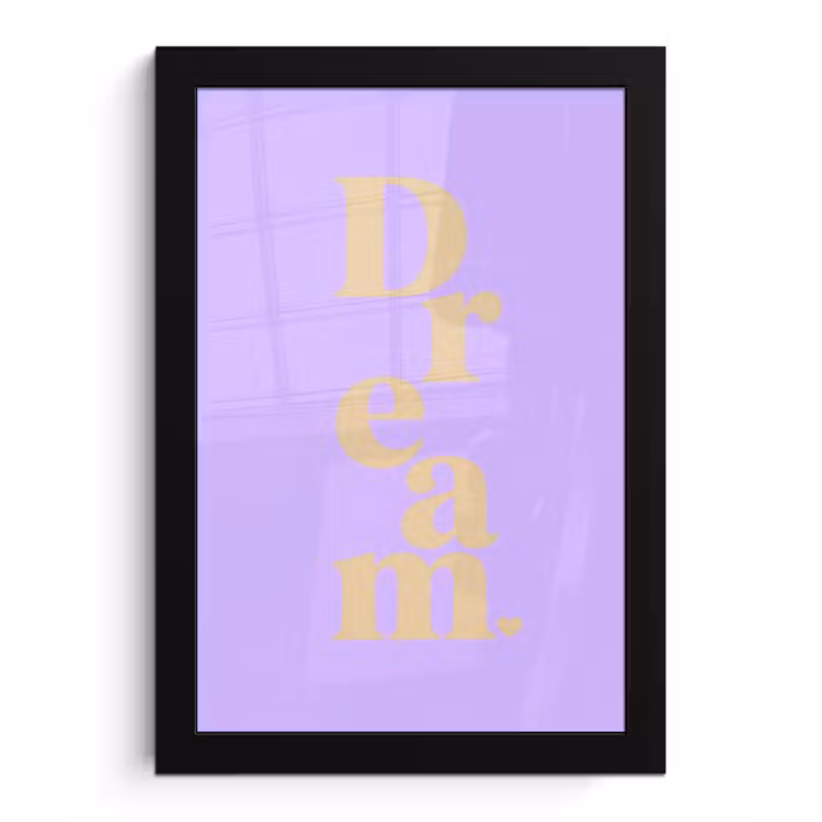 Poster met lijst - Dream - Paars - Typografisch — 1
