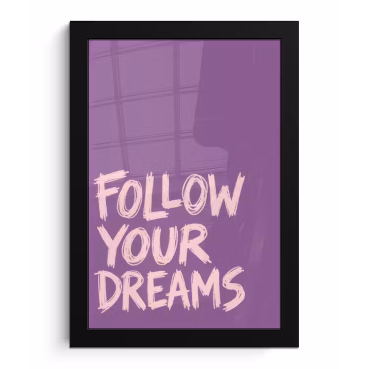 Poster met lijst - Follow your dreams - Paars - Penseeltextuur — 1