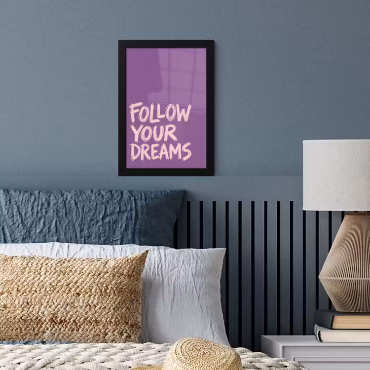 Poster met lijst - Follow your dreams - Paars - Penseeltextuur — 4
