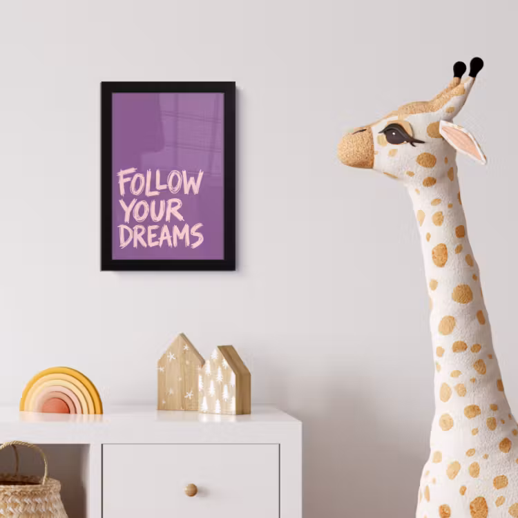 Poster met lijst - Follow your dreams - Paars - Penseeltextuur — 5