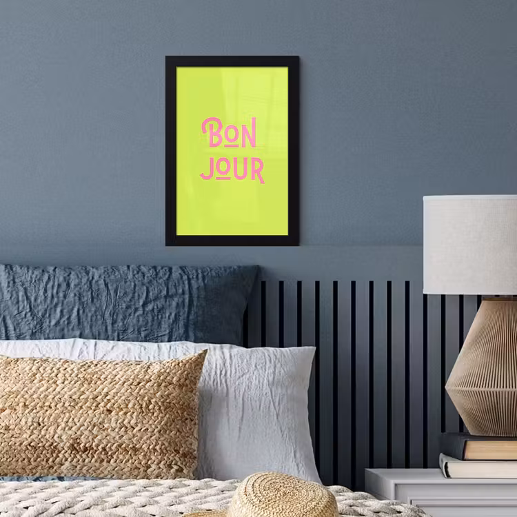Poster met lijst - Groen - Roze bonjour - art-deco — 4