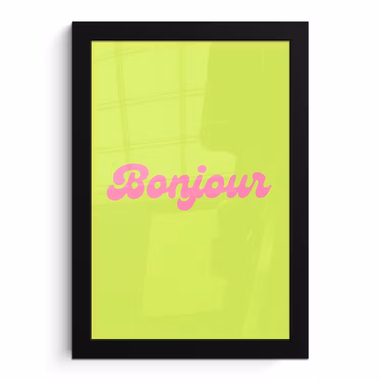 Poster met lijst - Groen - Roze bonjour - Retro — 1
