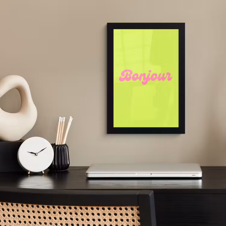 Poster met lijst - Groen - Roze bonjour - Retro — 3