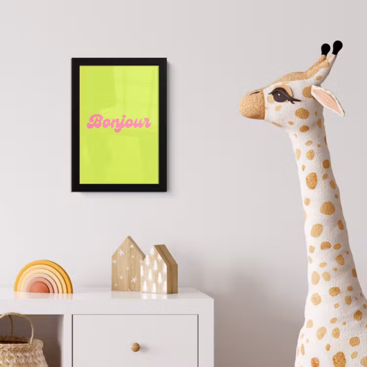 Poster met lijst - Groen - Roze bonjour - Retro — 5