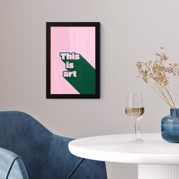 Poster met lijst - Groen - Teskt - This is art - Roze — 2