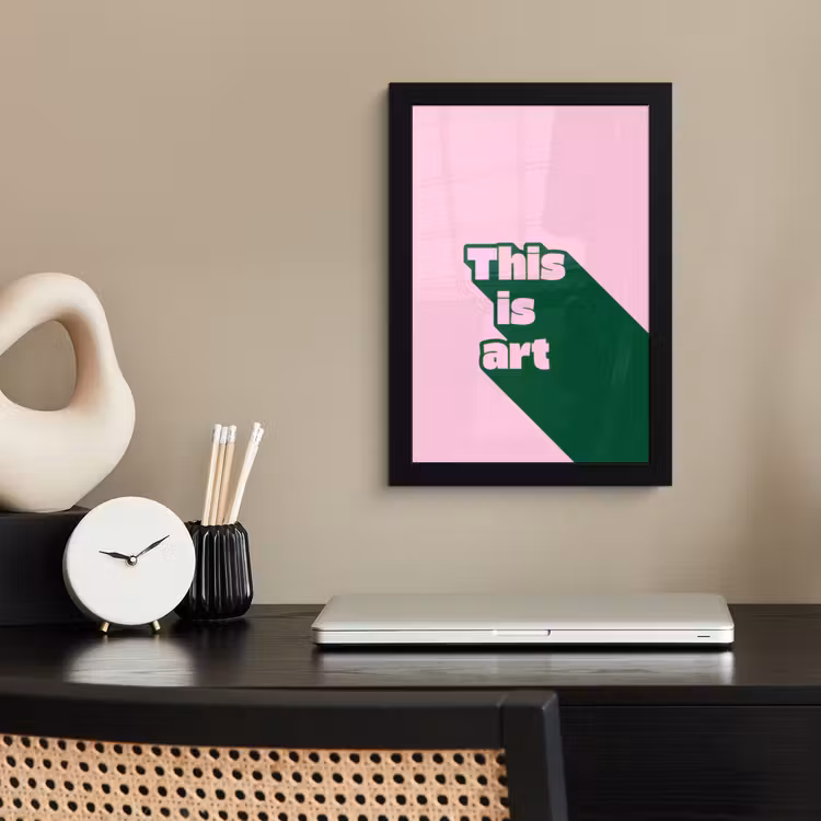 Poster met lijst - Groen - Teskt - This is art - Roze — 3