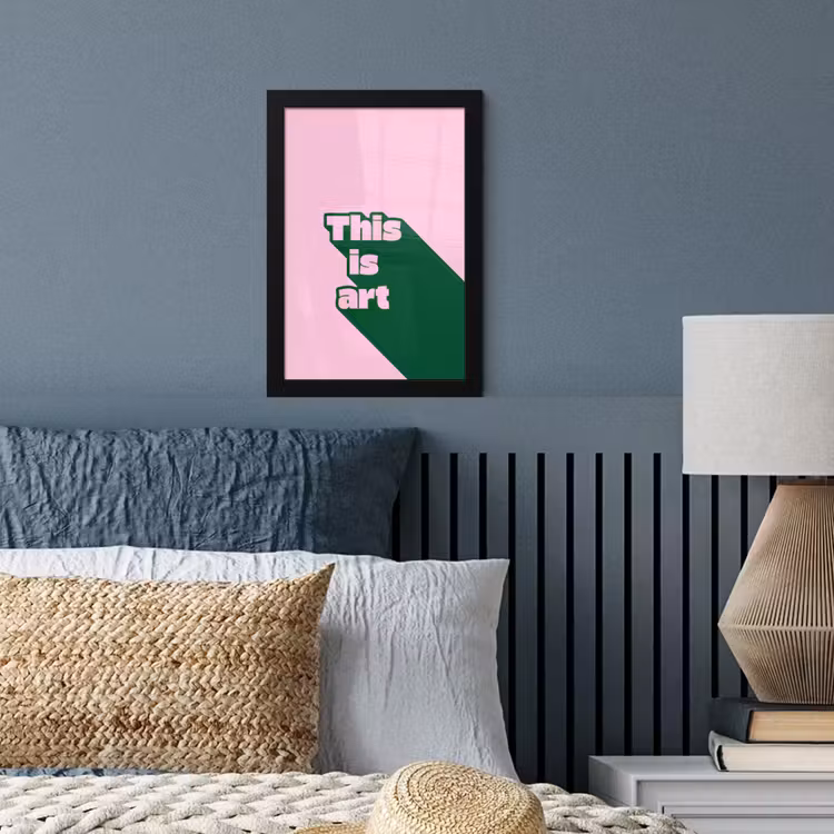Poster met lijst - Groen - Teskt - This is art - Roze — 4