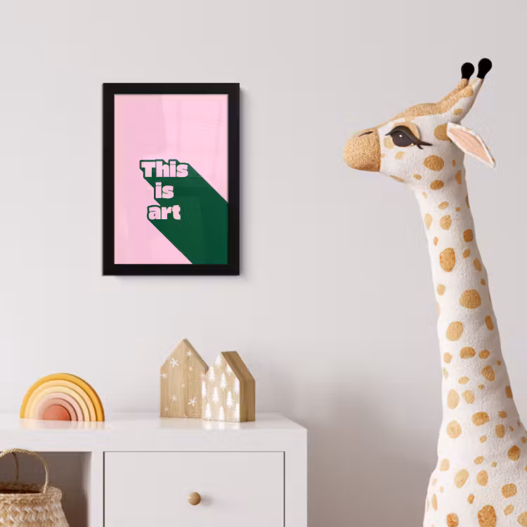 Poster met lijst - Groen - Teskt - This is art - Roze — 5