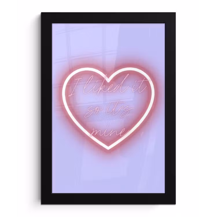 Poster met lijst - I liked it so it's mine - Neon hart - Paars — 1